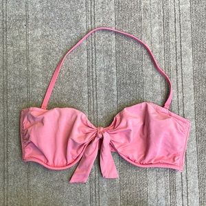 DKNY Bubblegum Pink Adjustable Bandeau Bikini Swim Top With Adorable Front Tie